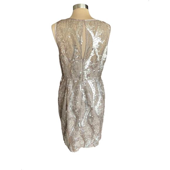 Adrianna Papell Lace & Sequined Sleeveless Sheath Dress Sz 14 Cocktail Prom Glam - Picture 5 of 9